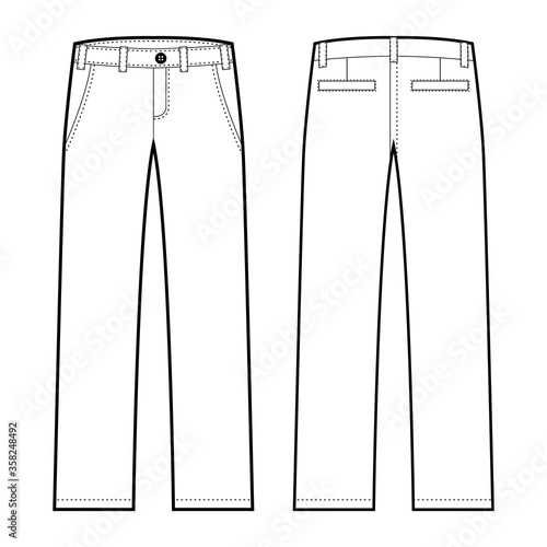 Long pants chinos vector illustration flat outline template clothing collection pants