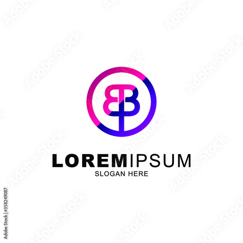  letter B logo with purple gradient color