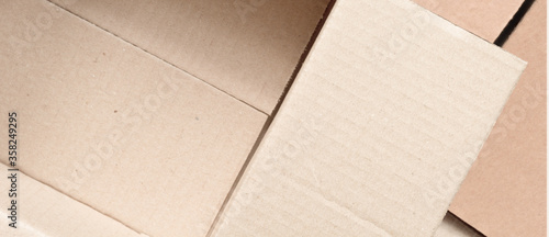 Cardboard package boxes open. Brown carton box abstract background