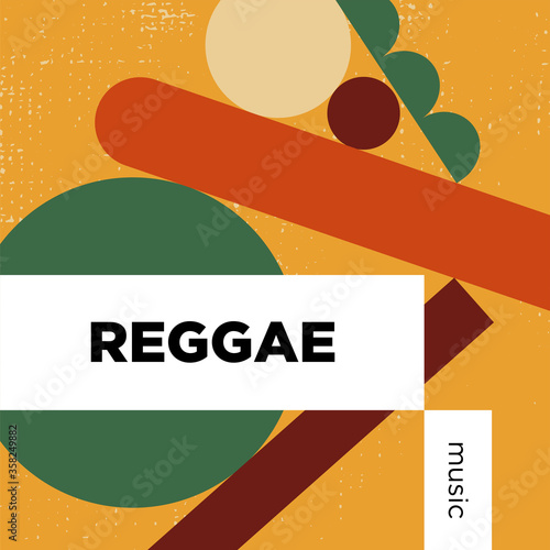 Reggae music playlist. Vector, cover playlist, thumbnail design.