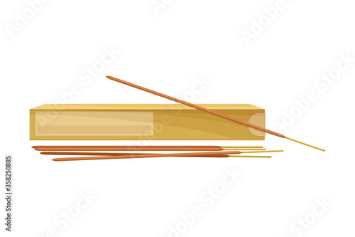 Fragrant Sandalwood Sticks Isolated on White Background Vector Illustration