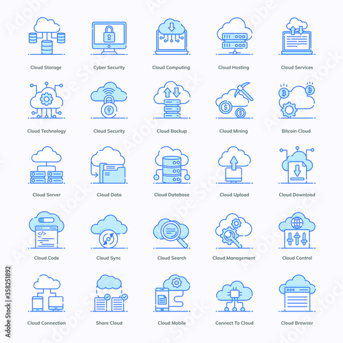 
Cloud Hosting Flat Icons Pack 
