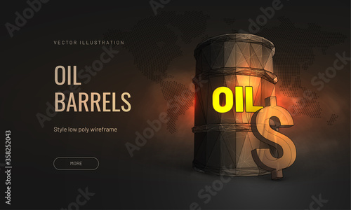 Crude oil prices vector illustration on background world map in the dust