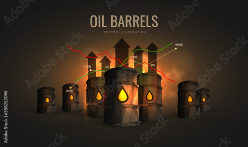 Trading crude oil vector illustration isolated against a dark background