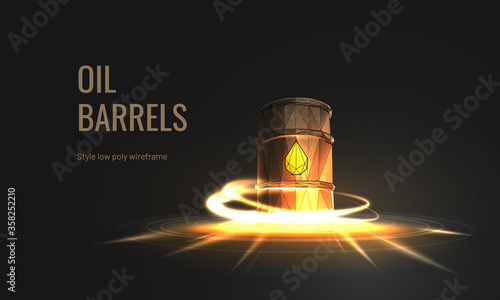Oil barrel vector illustration isolated on dark background