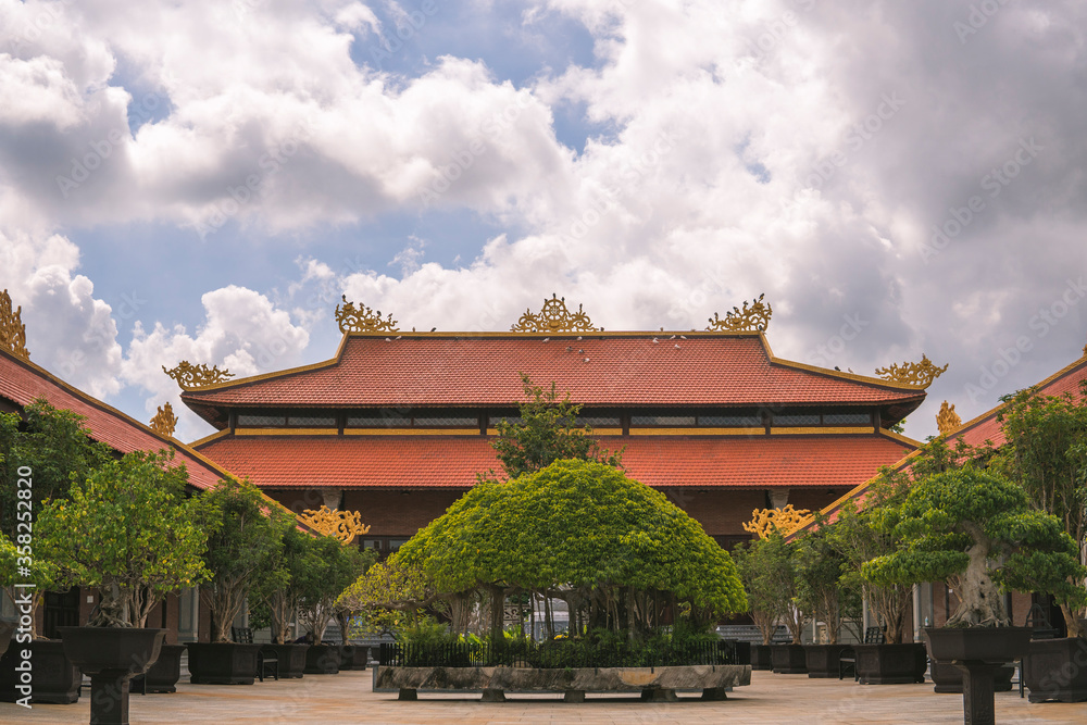 peaceful view of the Sala monastery inside the sala cemetery, Long Thanh