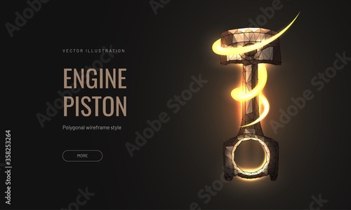 Piston engine car vector illustration isolated a black background