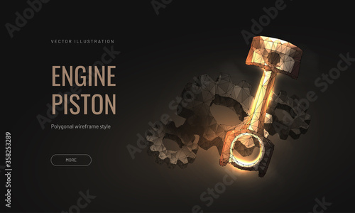 Piston engine car vector illustration isolated a black background