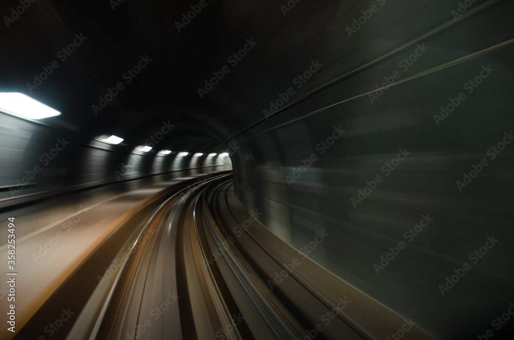 fast moving train tunnel