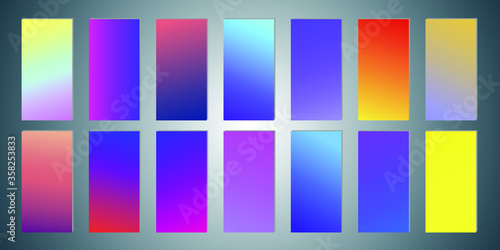 Set of abstract gradient banners. Minimal style color background. Template for wallpaper, mobile app, screen