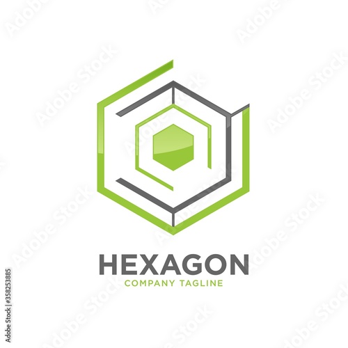 Hexagon - Vector logo concept illustration. Hexagon geometric polygonal logo. Hexagon abstract logo. Vector logo template. Design element.