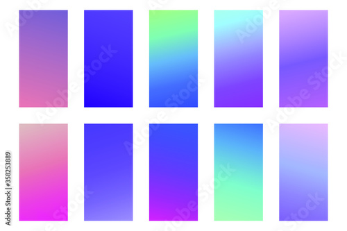 Set of abstract gradient banners. Minimal style color background. Template for wallpaper, mobile app, screen