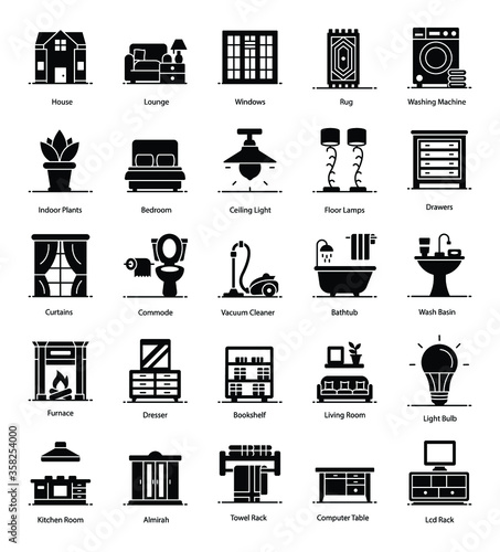 Home Adornment glyph Icons Pack 
