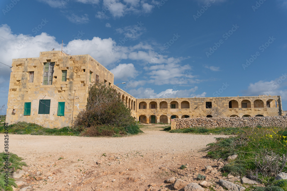 Fototapeta premium Abandoned isolation hospital on the island of Comino Malta