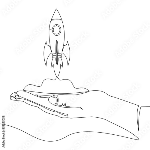 Continuous line drawing launch project concept
