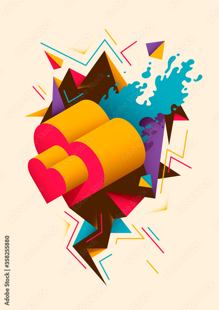 Fotografie Abstract illustration with isometric heart. Vector illustration.