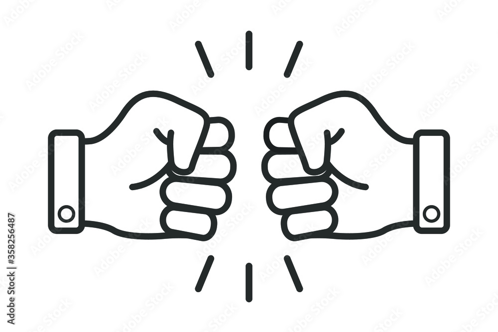 Bro fist bump or power five pound line art vector icon for apps and websites464 Bro fist bump or power five pound line art vector icon for apps and websites