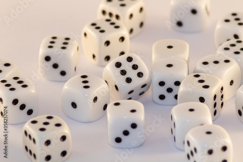 Group of dice on a white background