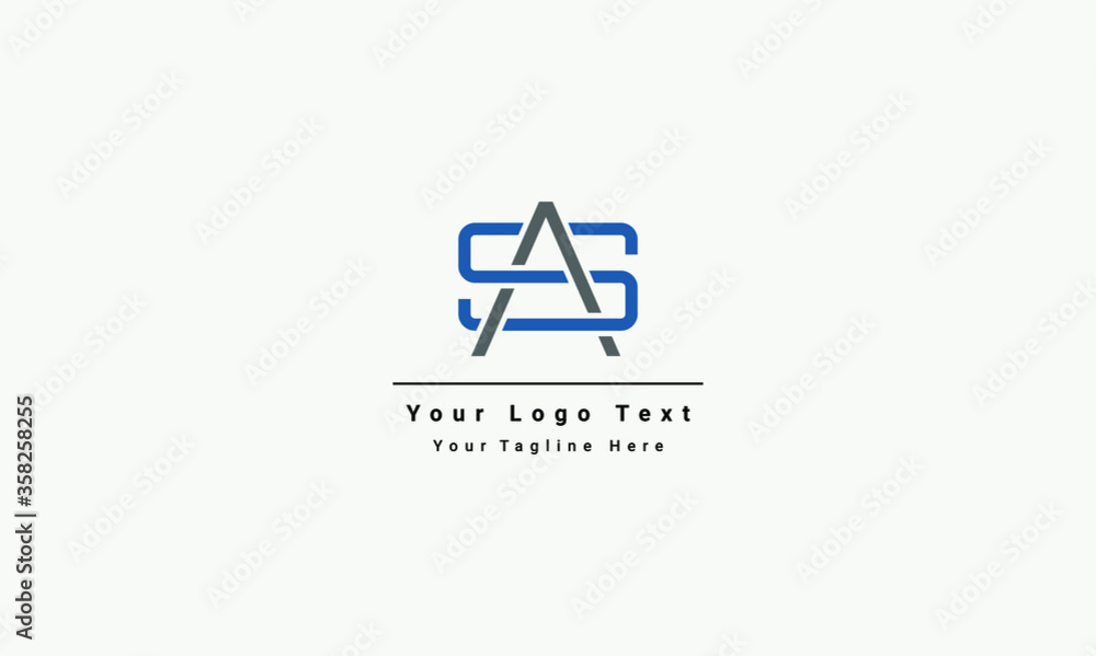 AS S A Logo. SA Letter Design Vector with Blue Color. AS S A Logo. SA Letter Design Vector with Blue Color.