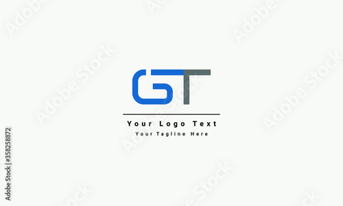 GT Letter Logo Design with Creative Modern Trendy Typography blue and Black Colors. GT or TG initial Logo Template vector icon design