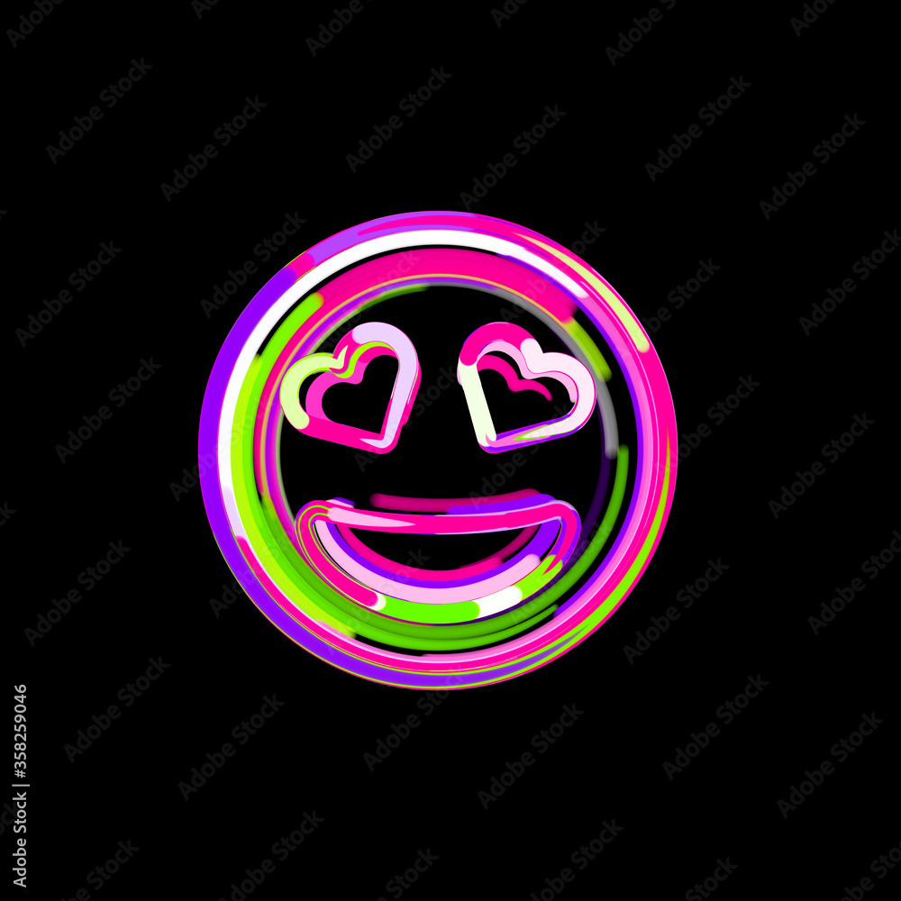 Symbol grin hearts from multi-colored circles and stripes. UFO Green, Purple, Pink