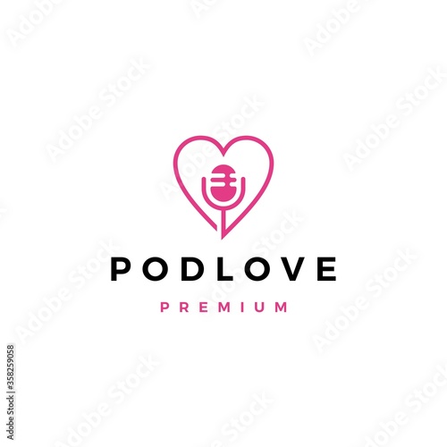 mic love podcast logo vector icon illustration