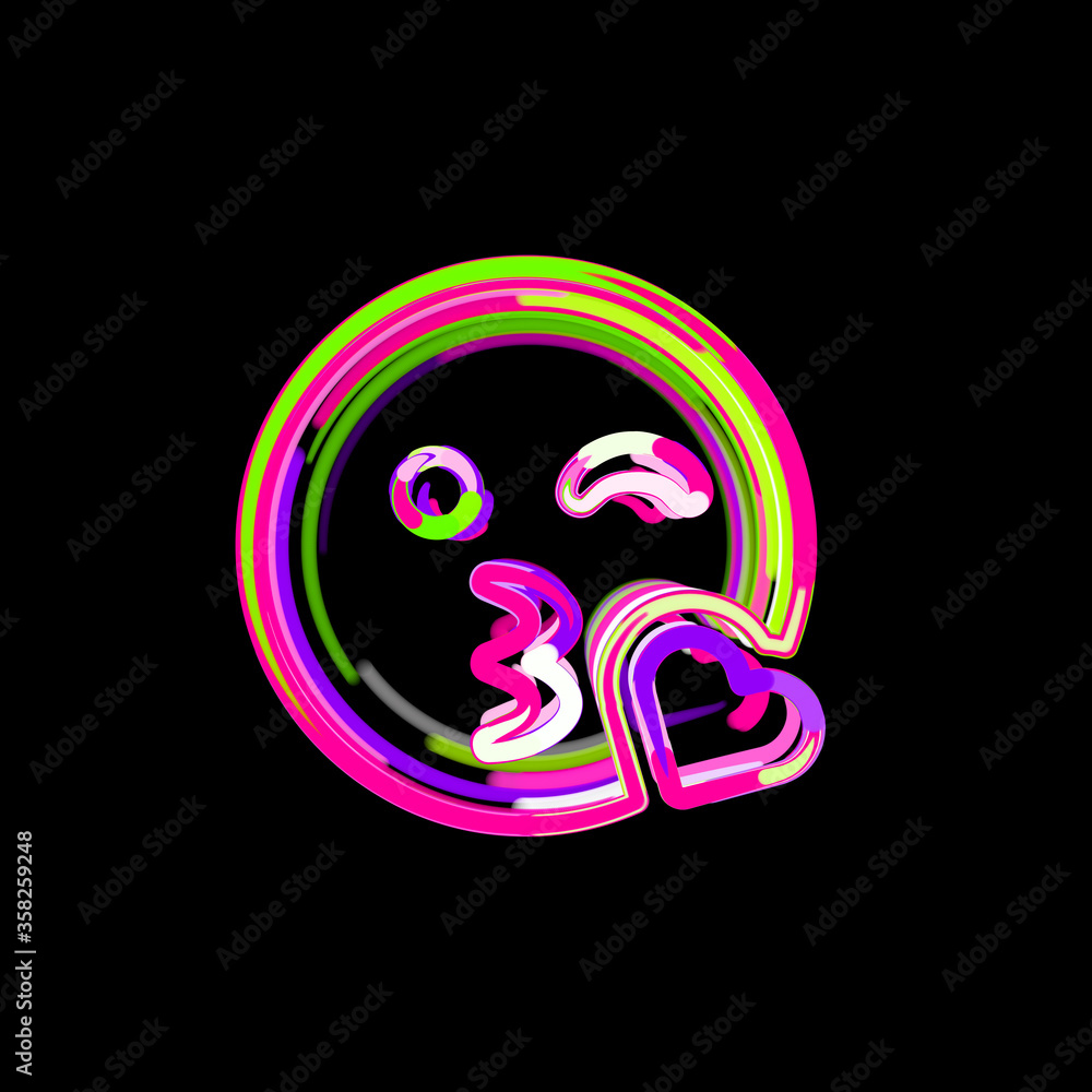 Symbol kiss wink heart from multi-colored circles and stripes. UFO Green, Purple, Pink Symbol kiss wink heart from multi-colored circles and stripes. UFO Green, Purple, Pink