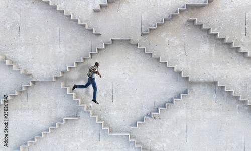 Image of businessman walking upstairs