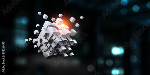 Glowing cubes. Innovation and creativity concept