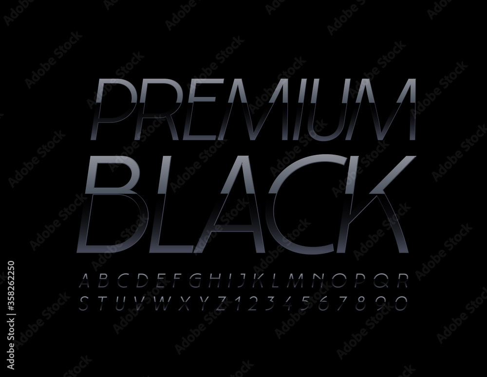 Naklejka Vector Premium Black Alphabet Letters and Numbers. Modern elegant Font