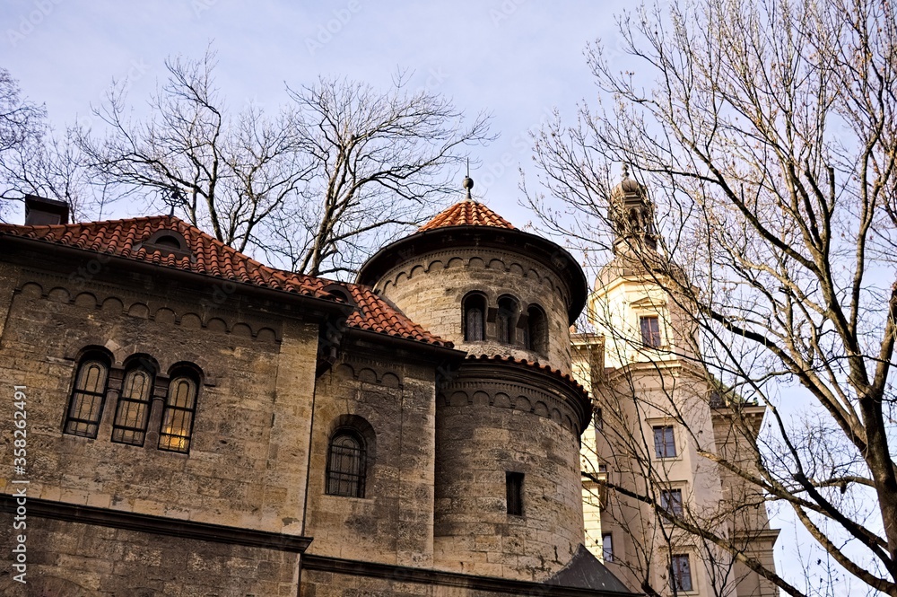 The exterior of Klausen synagogue in the jewish quarter in Prague (Czech Republic, Europe)