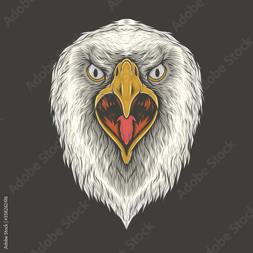 Hand drawing vintage eagle head vector illustration