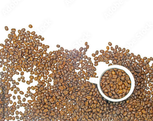 coffee beans on cup. isolated on a white background © studio2013