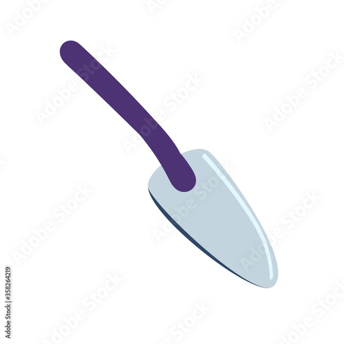  Garden shovel for digging the earth, isolated on a white background. Garden shovel of earthworks. A tool for transplanting plants. Vector illustration in flat style