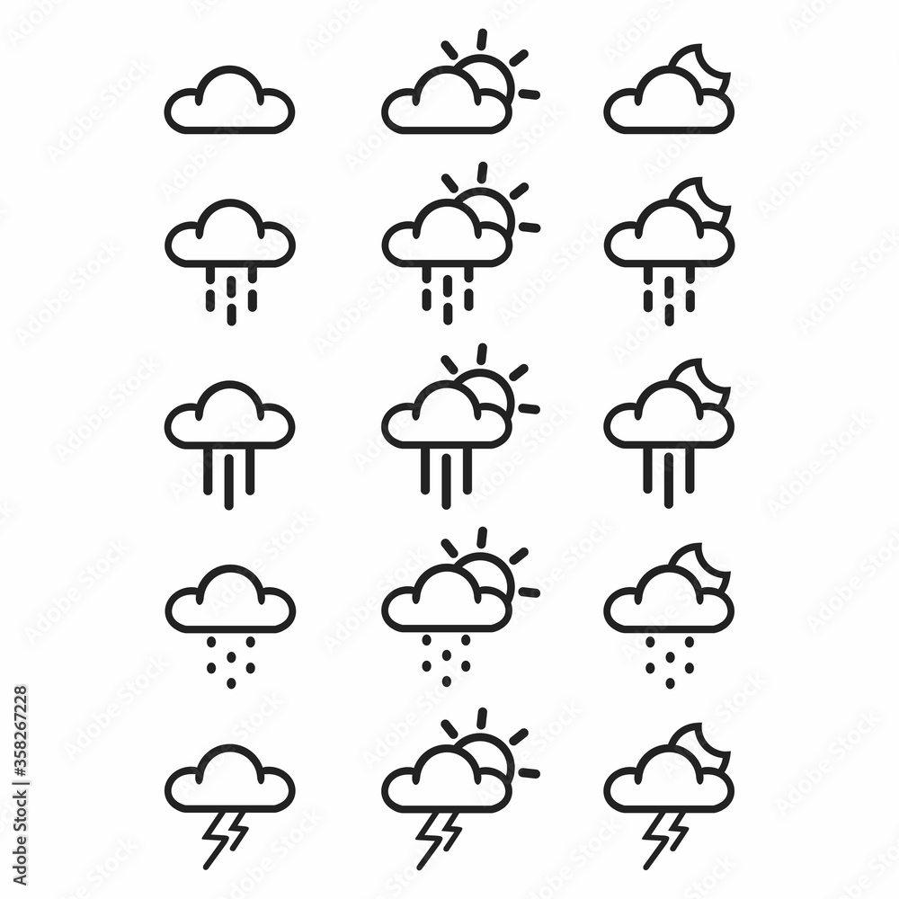 weather icon with a black image and white background.