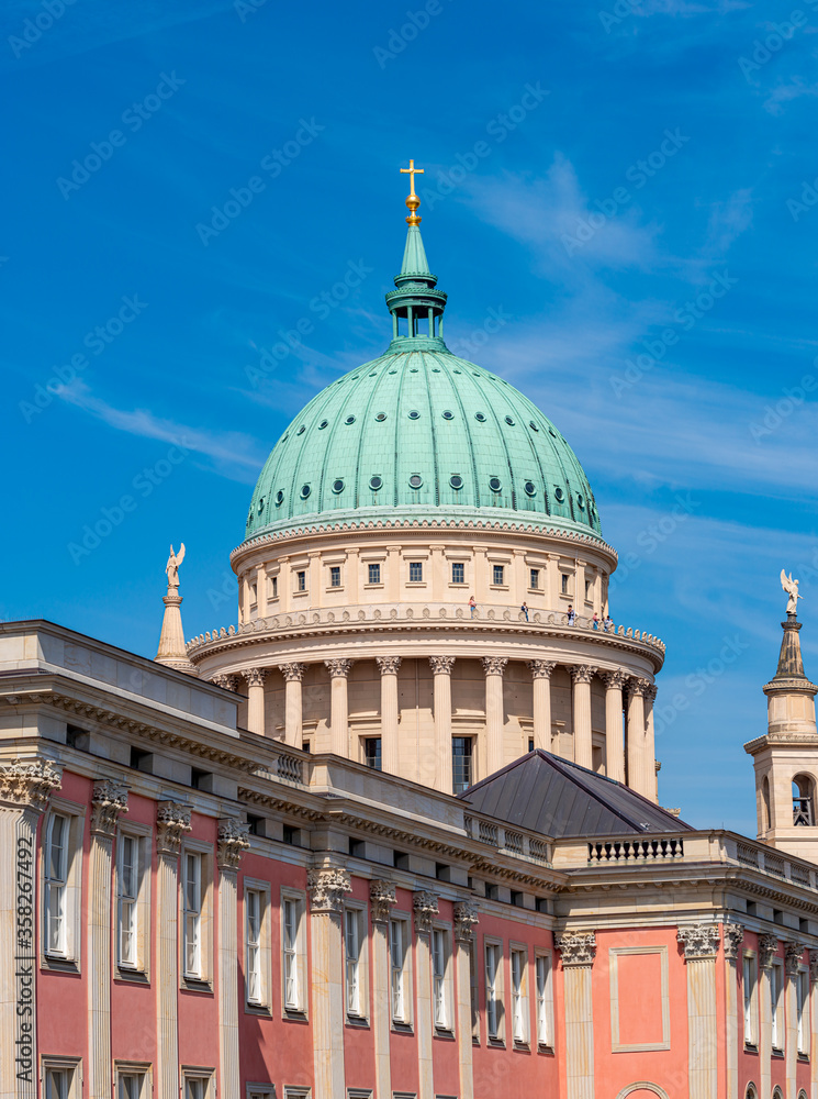 Dome of Evangelical church Saint Nikolai at blue sky, Potsdam, Germany