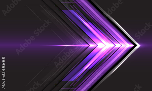 Abstract violet arrow light direction speed on black technology futuristic design modern background vector illustration.