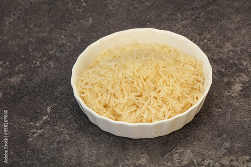 Raw basmati rice in the bowl