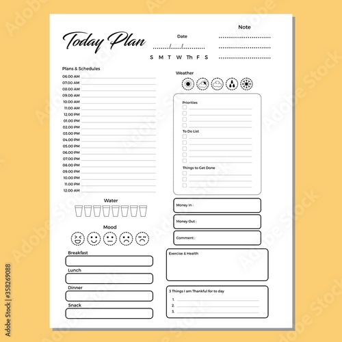 Daily Activity Planner Page