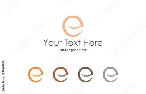 Logo for business, Eye product, e, closed eyes