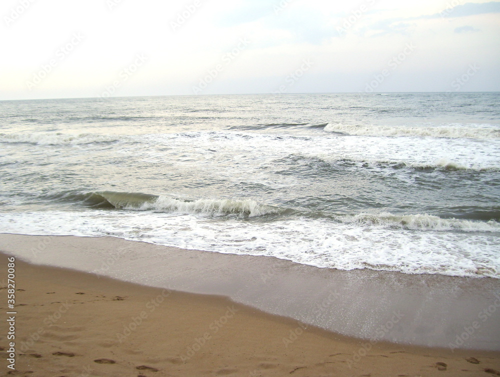 Sea beach with waves