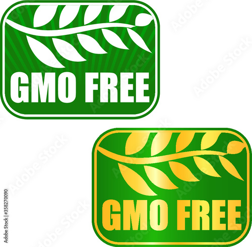 Two gmo free golden green labels