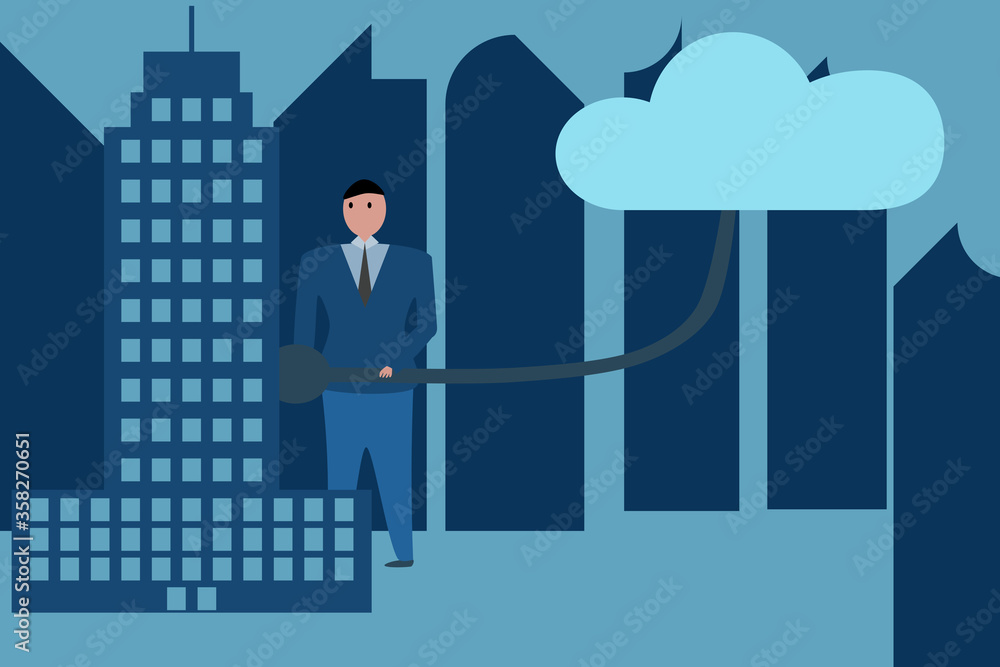 Smart Businessman transform The old business using cloud technology Smart Businessman transform The old business using cloud technology