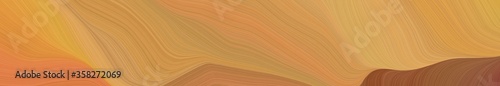 dynamic wide colored banner. modern curvy waves background design with peru, brown and sienna color © Eigens