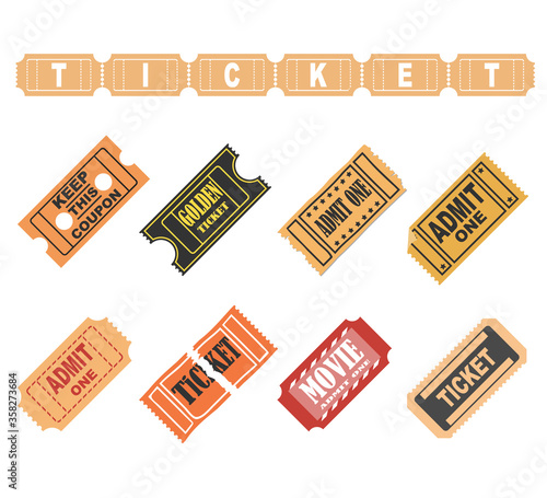 Vintage ticket collection.Vector illustration of retro ticket icon set.