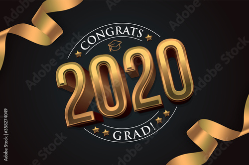 Congratulations Graduates 2020. Celebration text poster. Graduates class of 2020 vector concept as template for cards, posters, banners, labels.