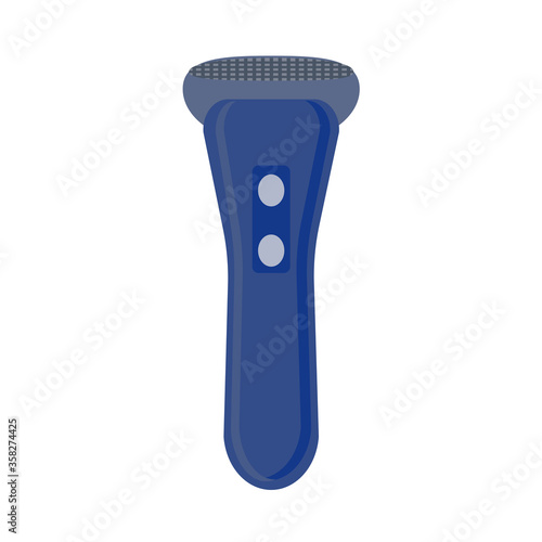 Electric men's razor isolated on white background. The classic razor is drawn in a cartoon style. Vector illustration of flat shaving accessories.