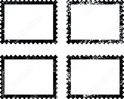 Postage stamps in grunge style. Set of textured postmarks . vector collection of vintage post marks.