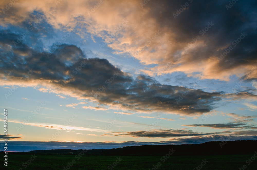 Obraz premium sunset in the field in summer