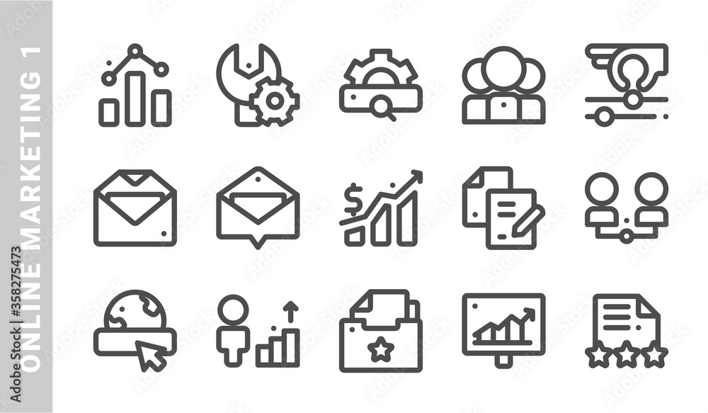 online marketing 1 icon set. Outline Style. each made in 64x64 pixel online marketing 1 icon set. Outline Style. each made in 64x64 pixel